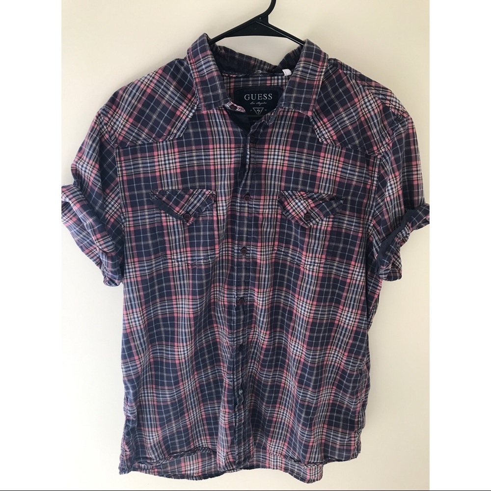 Guess men’s short sleeve button up shirt